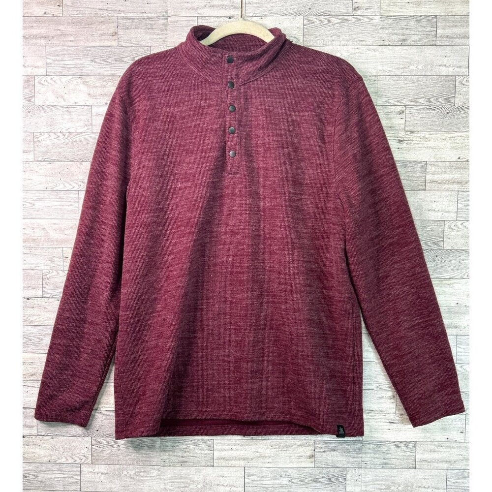 ZeroXposur Men’s Large Ribbed Knit Pullover Sweater Maroon Quarter Snap‎